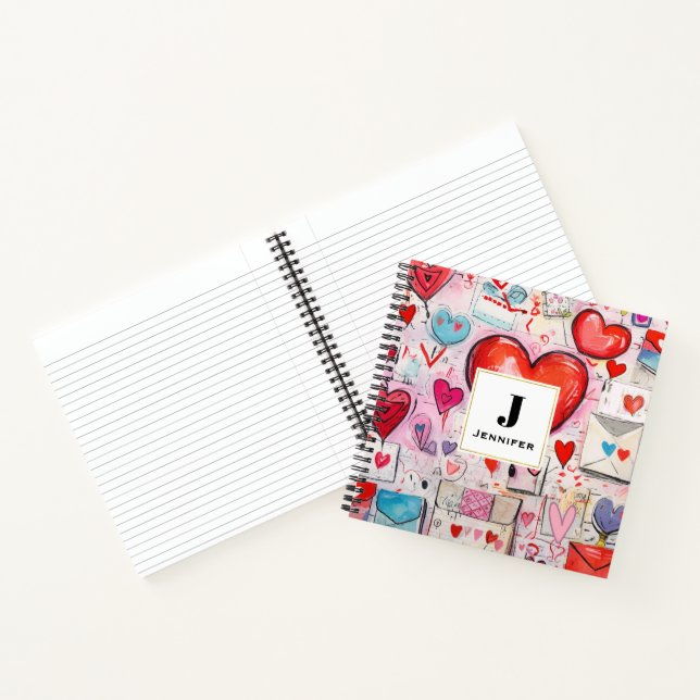Whimsical Hearts and Love Letters Pattern Notebook (Inside)