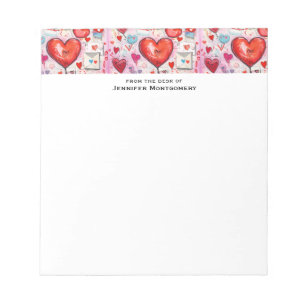 Whimsical Hearts and Love Letters Pattern Notepad