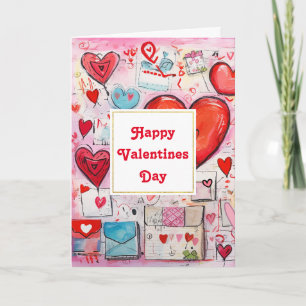 Whimsical Hearts and Love Letters Valentine's Day Card