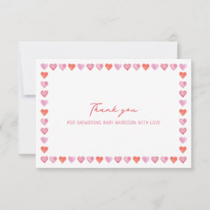 Whimsical Hearts Baby Shower Thank You Card