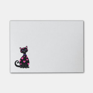 Whimsical Hearts Cat Post-it Notes