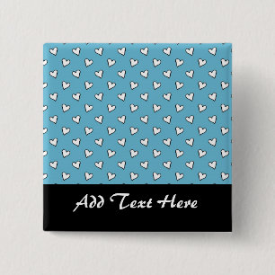 Whimsical Hearts on Blue Background 15 Cm Square Badge