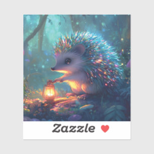 Whimsical Hedgehog and Lantern in Enchanted Forest