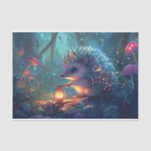 Whimsical Hedgehog and Lantern in Enchanted Forest Tissue Paper