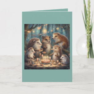 Whimsical Hedgehog Birthday Party in the Woods Card