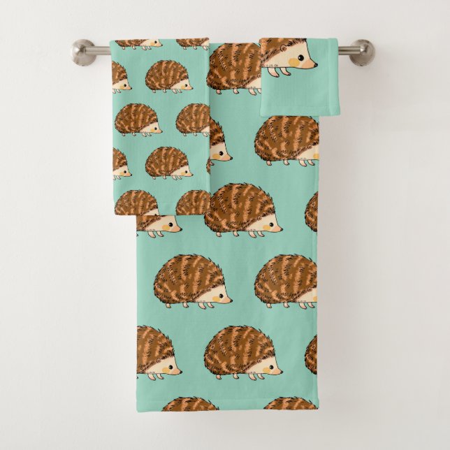 Whimsical Hedgehog  – Cute Woodland Animal Bath Towel Set (Insitu)