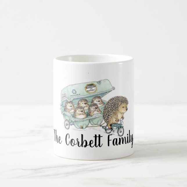 Whimsical Hedgehog Family Customisable Coffee Mug (Center)