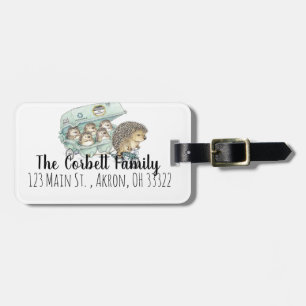 Whimsical Hedgehog Family Customisable Luggage Tag