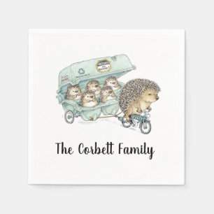 Whimsical Hedgehog Family Customisable Napkin