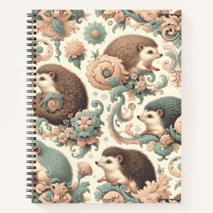 Whimsical Hedgehog Haven: Victorian Floral Notebook