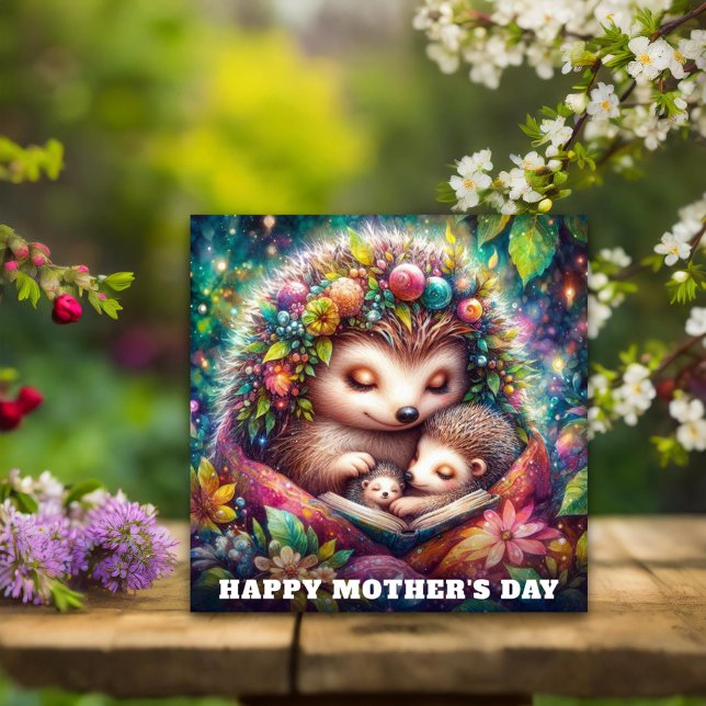 Whimsical Hedgehog Mama Storytime Mother's Day  Card (Creator Uploaded)