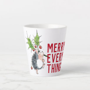 Whimsical Hedgehog Merry Everything Christmas  Latte Mug