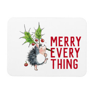 Whimsical Hedgehog Merry Everything Christmas  Magnet