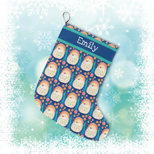 Whimsical Hedgehog Pattern Large Christmas Stocking
