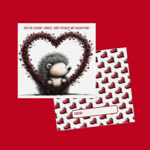 Whimsical Hedgehog Valentine Card 