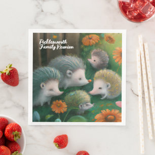 Whimsical Hedgehogs in an English Country Garden Napkin