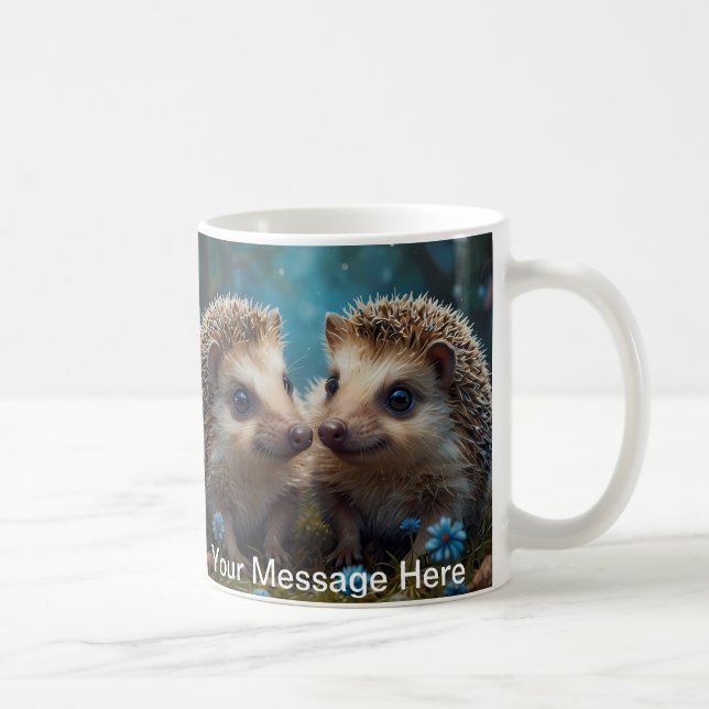 Whimsical Hedgehogs in Love  Coffee Mug (Right)