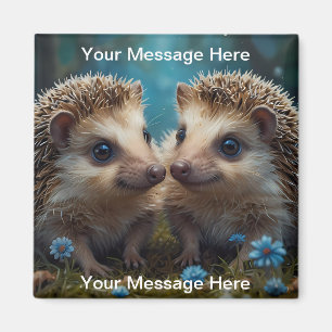 Whimsical Hedgehogs in Love Magnet