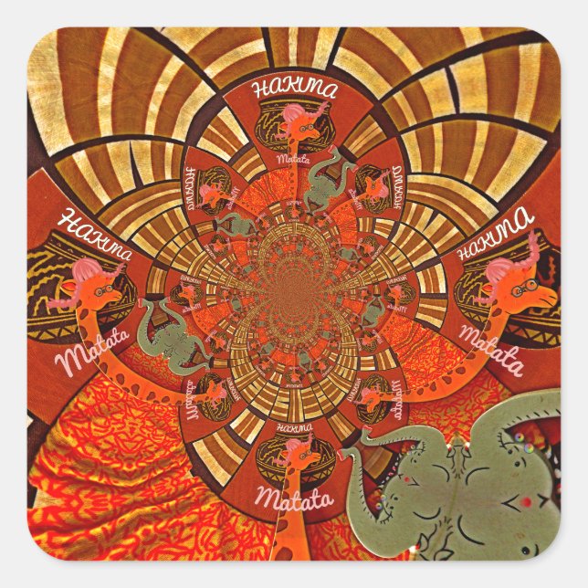 Whimsical Heights: Beautiful Funny Giraffe African Square Sticker (Front)
