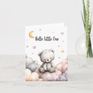 Whimsical "Hello Little One" Teddy Bear Note Card