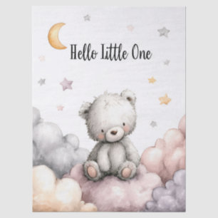 Whimsical "Hello Little One" Teddy Bear Tissue Paper