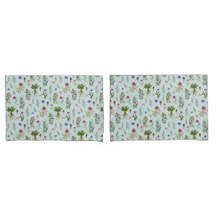 Whimsical Herbs on Lime Green Pillowcase