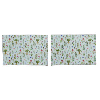 Whimsical Herbs on Mint Green Pillowcase