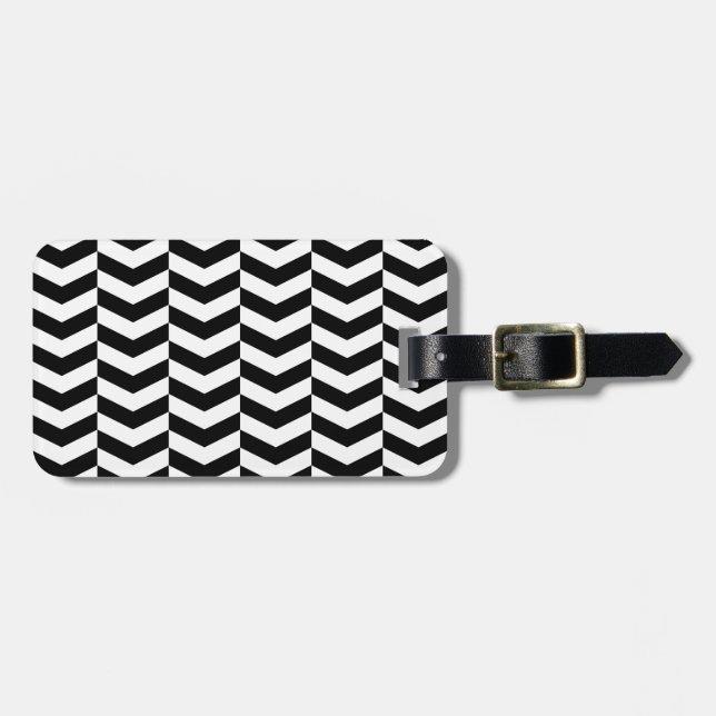 Whimsical Herringbone Luggage Tag (Front Horizontal)
