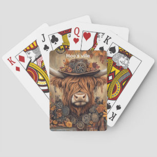 Whimsical Highland Halloween Decor Playing Cards