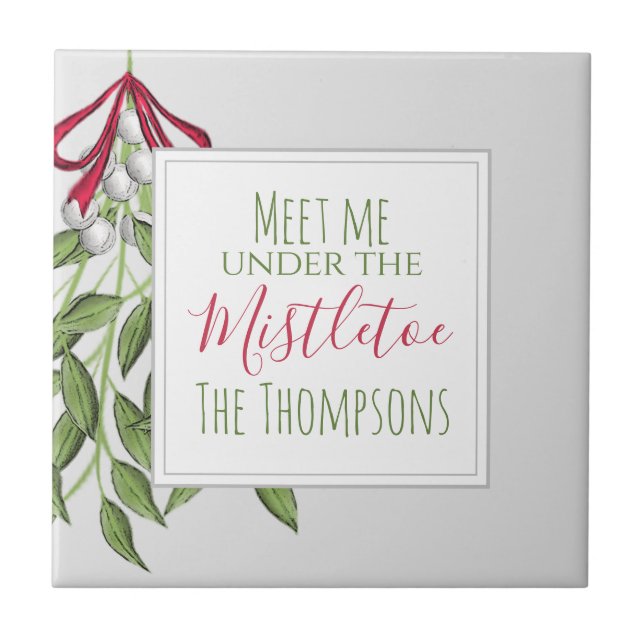 Whimsical Holiday Botanical Christmas Ceramic Tile (Front)