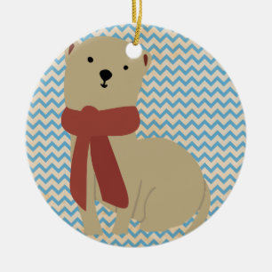 Whimsical Holiday Ferret Ceramic Ornament