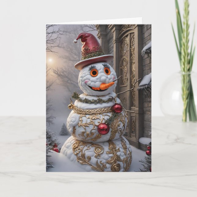 Whimsical Holiday Greeting Cards - Snowman (Front)