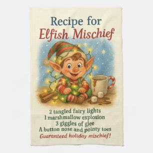 Whimsical Holiday Recipe Tea Towel