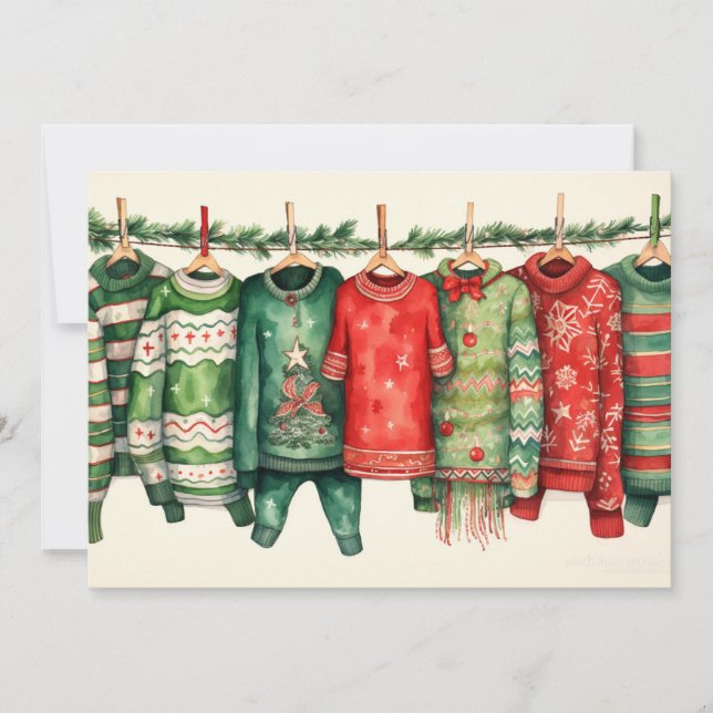 Whimsical Holiday Sweaters on Display Card (Front)
