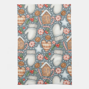 Whimsical Holiday Treats & Winter Mittens (4) Tea Towel