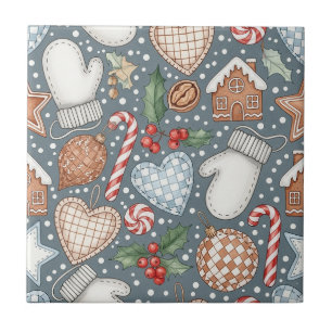 Whimsical Holiday Treats & Winter Mittens Ceramic Tile