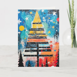 Whimsical Holiday Trees in Abstract Design Card