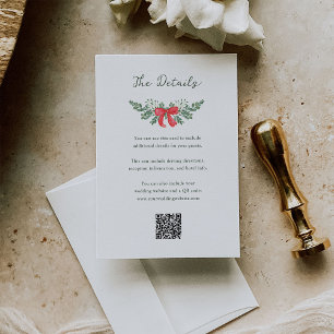 Whimsical Holiday Wedding Guest Details QR Code Enclosure Card