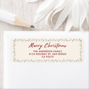 Whimsical Holly Berry Christmas Return Address Label