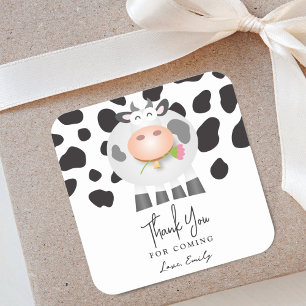 Whimsical Holy Cow Birthday Thank You For Coming Square Sticker