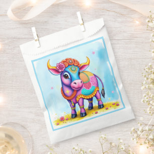 Whimsical Holy Cows in Diwali Attire Favour Bag