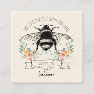 Whimsical Honey Bee Apiary Beekeeper Square Business Card