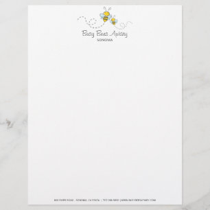 Whimsical Honey Bees Apiary Beekeeper Farm Custom Letterhead