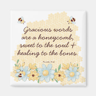 Whimsical Honeycomb and Bee Bible Verse Magnet