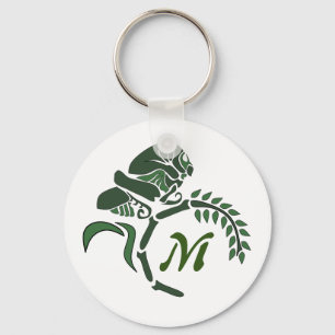Whimsical Hooded Grasshopper Monogram Key Ring