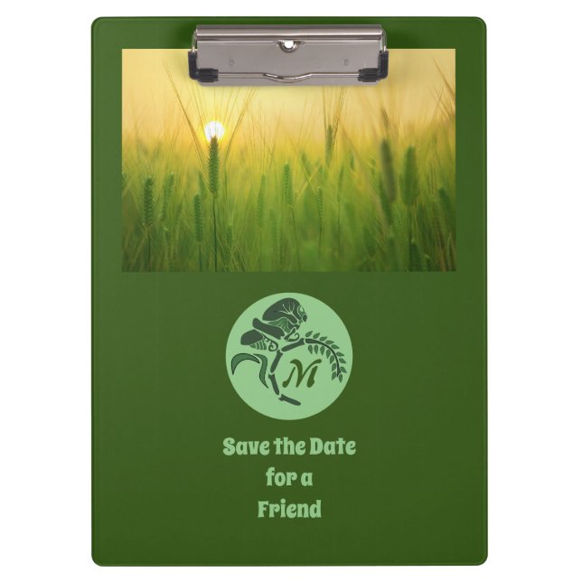 Whimsical Hooded Grasshopper Monogram Photo Clipboard (Front)