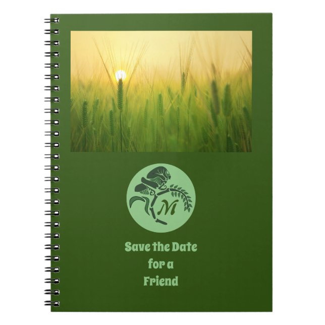 Whimsical Hooded Grasshopper Monogram Photo Notebook (Front)