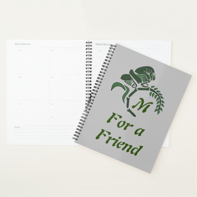 Whimsical Hooded Grasshopper Monogram Planner (Display)