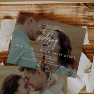 Whimsical Horizontal Photo Overlay Wedding Invitation