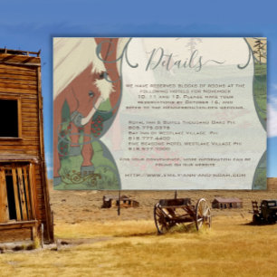 Whimsical Horse Ranch Lodge Destination Wedding Invitation